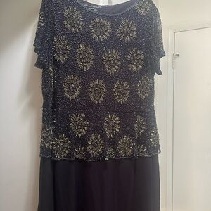 Elegant Black and Gold Beaded Dress